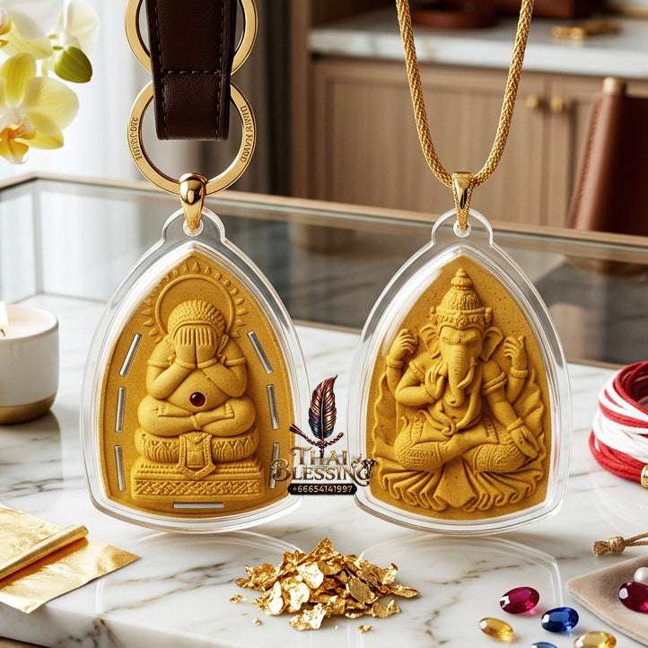 📿 Sacred "Phra Pidta Maha Prap" (Great Victory Close-Eyes Amulet): Lucky Powder Edition – Consecrated by Luang Pu Sai Thong, Wat Sawang Arom (2015) Thai Blessing Co By RURUECHA