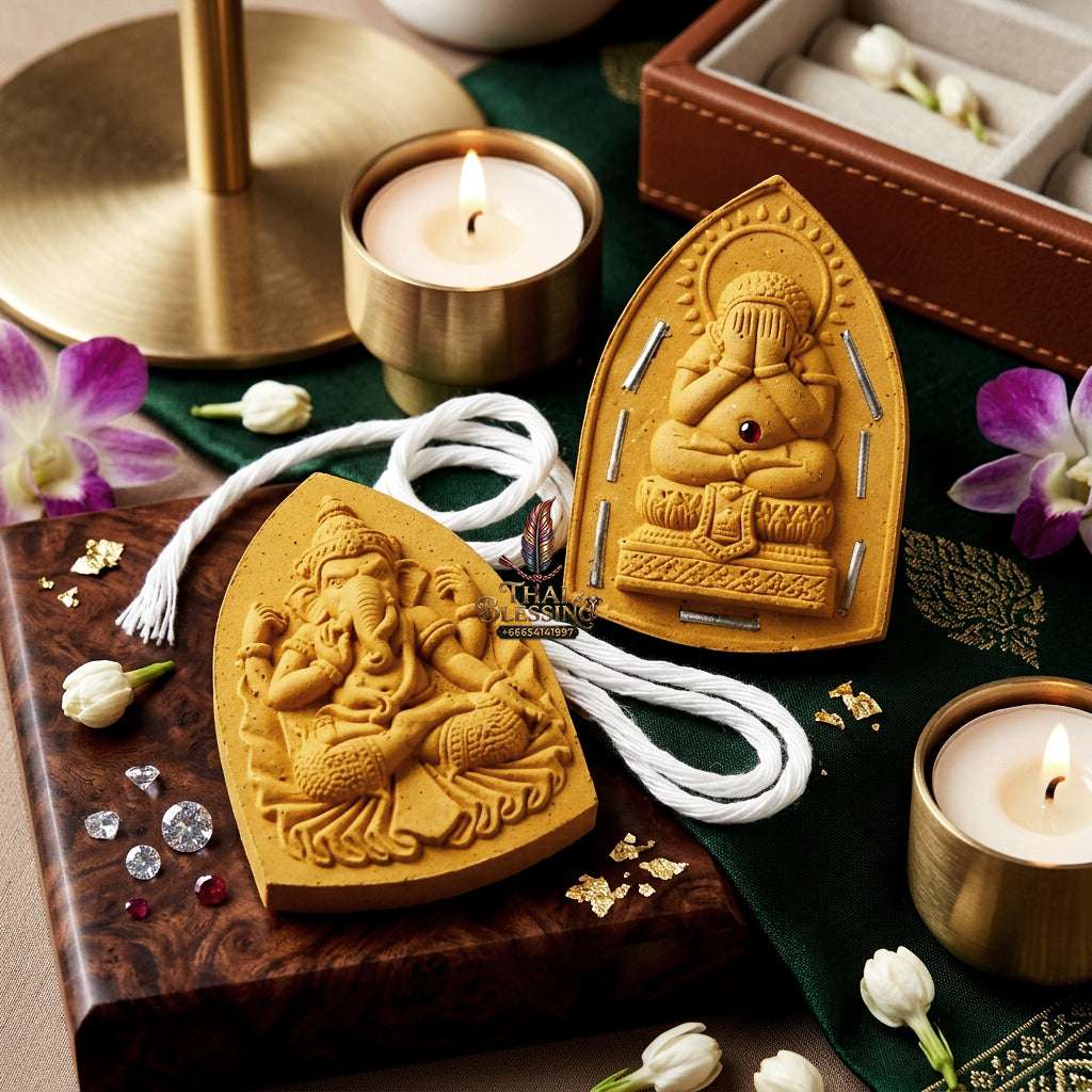 📿 Sacred "Phra Pidta Maha Prap" (Great Victory Close-Eyes Amulet): Lucky Powder Edition – Consecrated by Luang Pu Sai Thong, Wat Sawang Arom (2015) Thai Blessing Co By RURUECHA