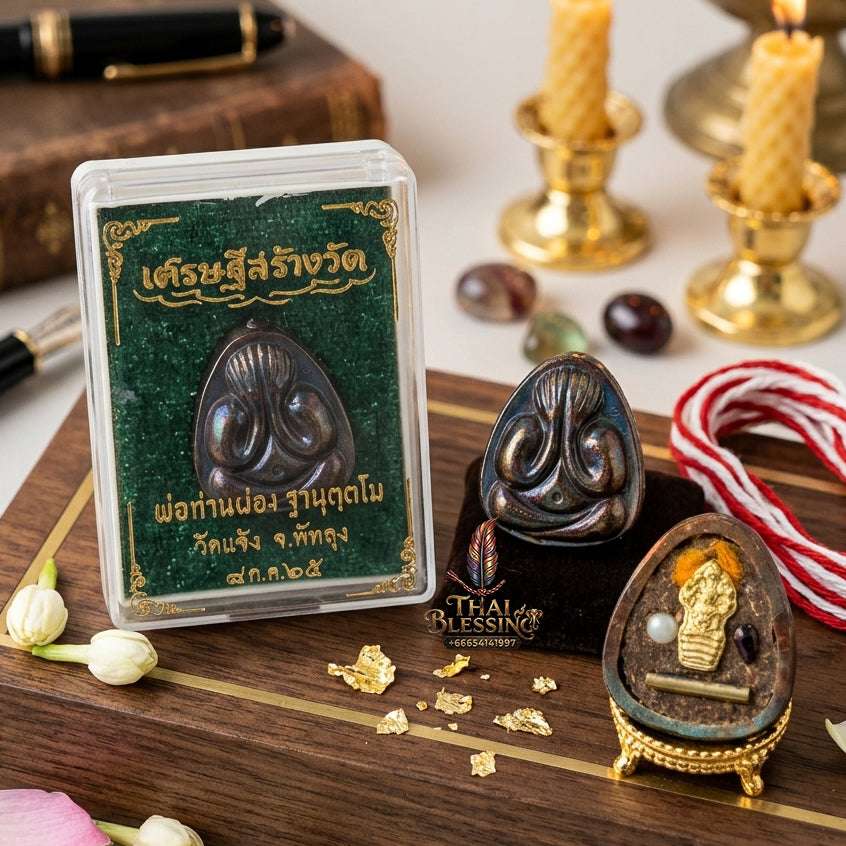 💰 Sacred "Phra Pidta Na Setthi" (Millionaire Na): "Setthi Sang Wat" (Millionaire Building the Temple) Edition – Consecrated by Pho Than Phong, Wat Chaeng (2022) Thai Blessing Co By RURUECHA