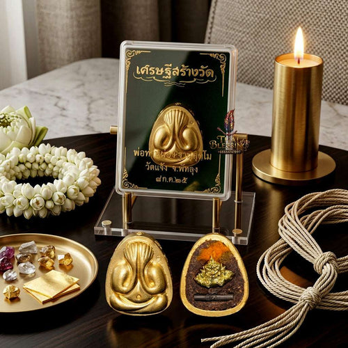 💰 Sacred "Phra Pidta Na Setthi" (Millionaire’s Close-Eyes Amulet): Gold-Plated Sacred Alloy – "Setthi Sang Wat" (Millionaire-Built Temple) Edition, Consecrated by Phor Than Phong, Wat Chaeng (2025) Thai Blessing Co By RURUECHA