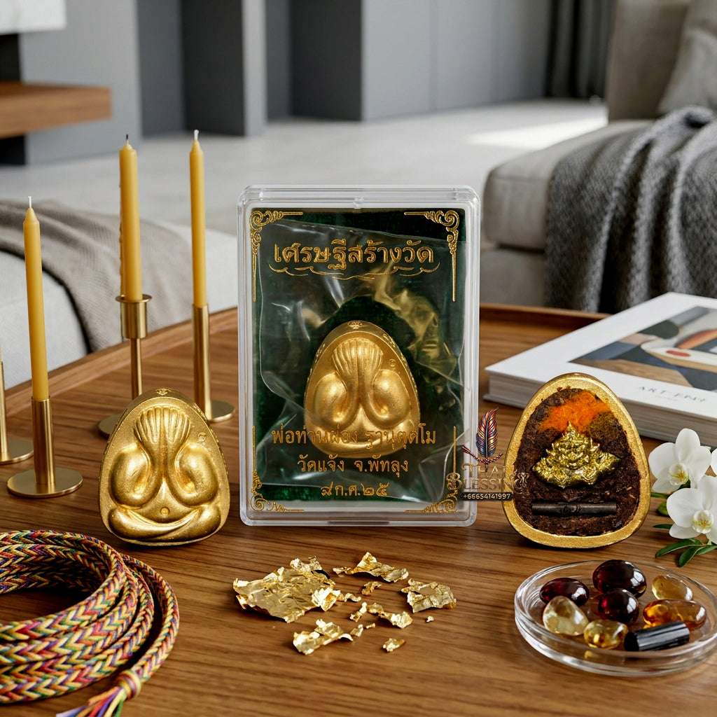 💰 Sacred "Phra Pidta Na Setthi" (Millionaire’s Close-Eyes Amulet): Gold-Plated Sacred Alloy – "Setthi Sang Wat" (Millionaire-Built Temple) Edition, Consecrated by Phor Than Phong, Wat Chaeng (2025) Thai Blessing Co By RURUECHA
