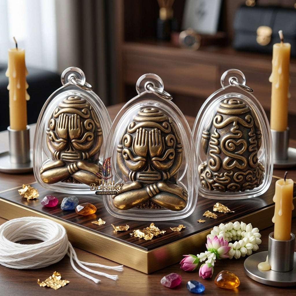 ✨ Sacred "Phra Pidta Uttamo" Amulet: Satta-Loha (Seven-Metal Alloy) – Consecrated by Luang Phor Rat, Wat Pa Wai (2016) Thai Blessing Co By RURUECHA