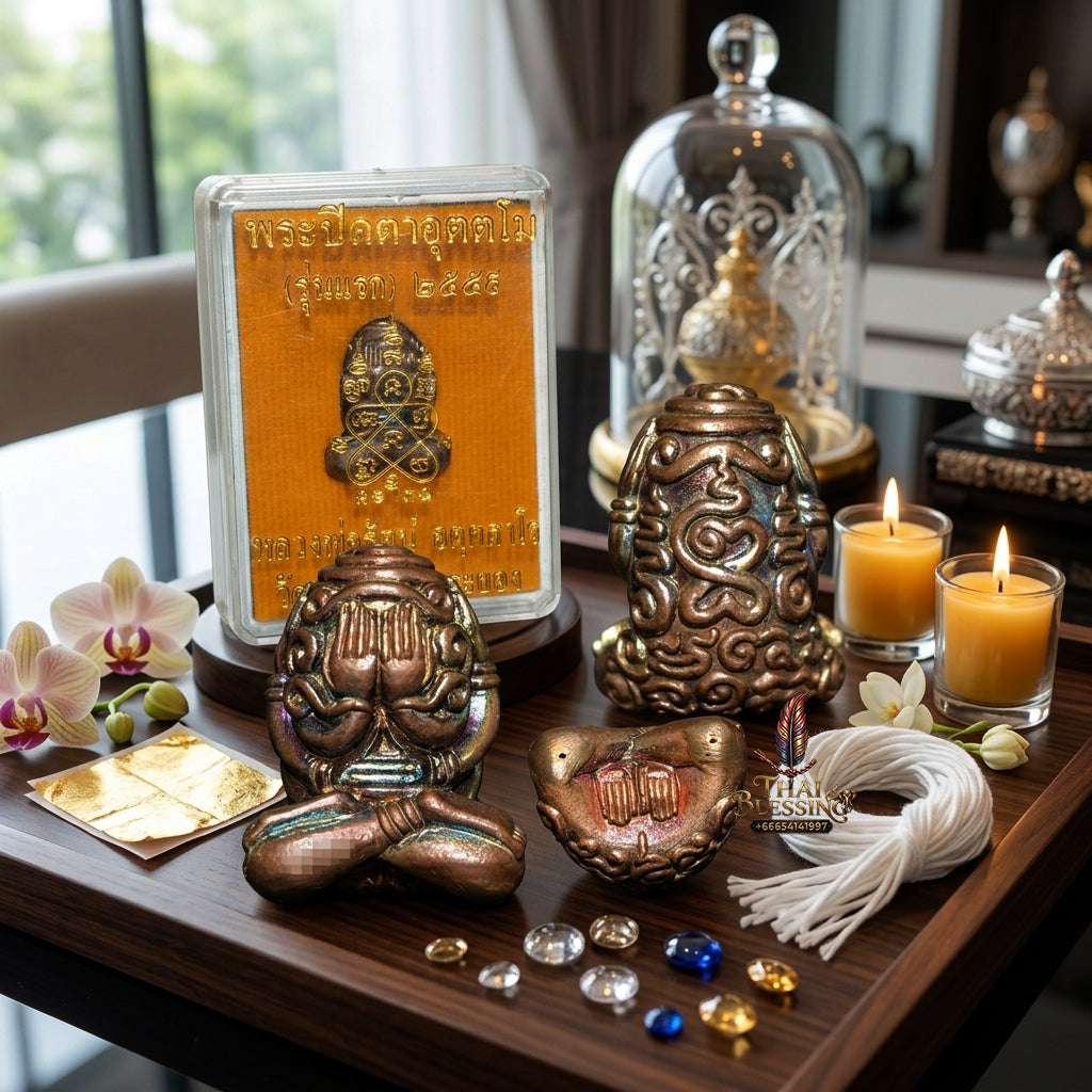 ✨ Sacred "Phra Pidta Uttamo" Amulet: Satta-Loha (Seven-Metal Alloy) – Consecrated by Luang Phor Rat, Wat Pa Wai (2016) Thai Blessing Co By RURUECHA