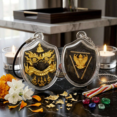 ✨ Sacred Phra Rahu "Fate-Support" Talisman | Single-Eyed Coconut Shell & Gold Leaf | Luang Pu Nen Kaew, Wat Ban Kaset Thung Setthi (2011 Edition)