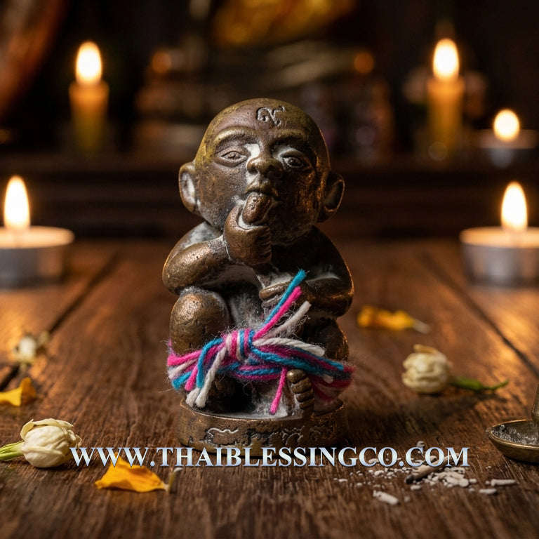 ✨ Sacred Primordial Wealth: "Kuman Dud Rok" Amulet – Ancient Cast Bronze "Nam Reuk" Infinite Supply Talisman (2023 Edition by Phra Arjan Arnon)