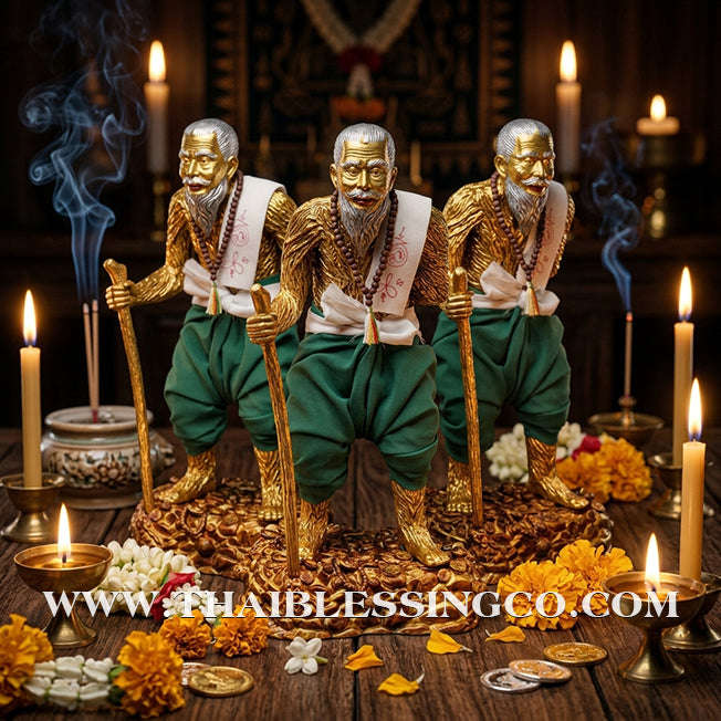 👑 Sacred "Pu Thuat Thong" (Grandfather Wealth Spirit) – Honey-Gold Altar Edition with Green Sarong: Phra-achan Ronsiri, Wat Phu Khao Thong – The Divine Engine for Sovereign Prosperity, Majestic Influence, and Unstoppable Life Elevation!