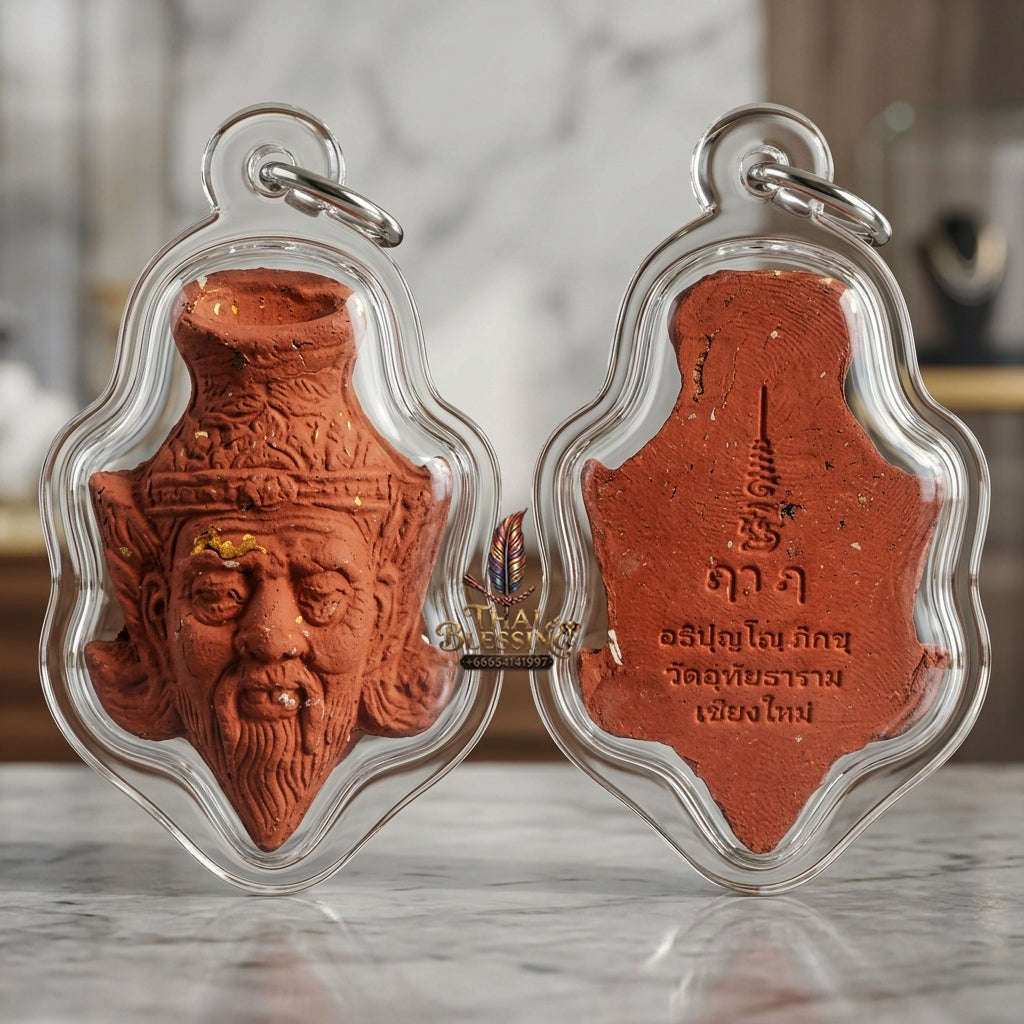 ✨ Sacred Ruesi Hermit Master Head "Sap Paisan" Edition 2026 - Authentic 108 Red Holy Herb Talisman for Divine Wisdom, Extreme Wealth & Magnetic Charm Thai Blessing Co By RURUECHA