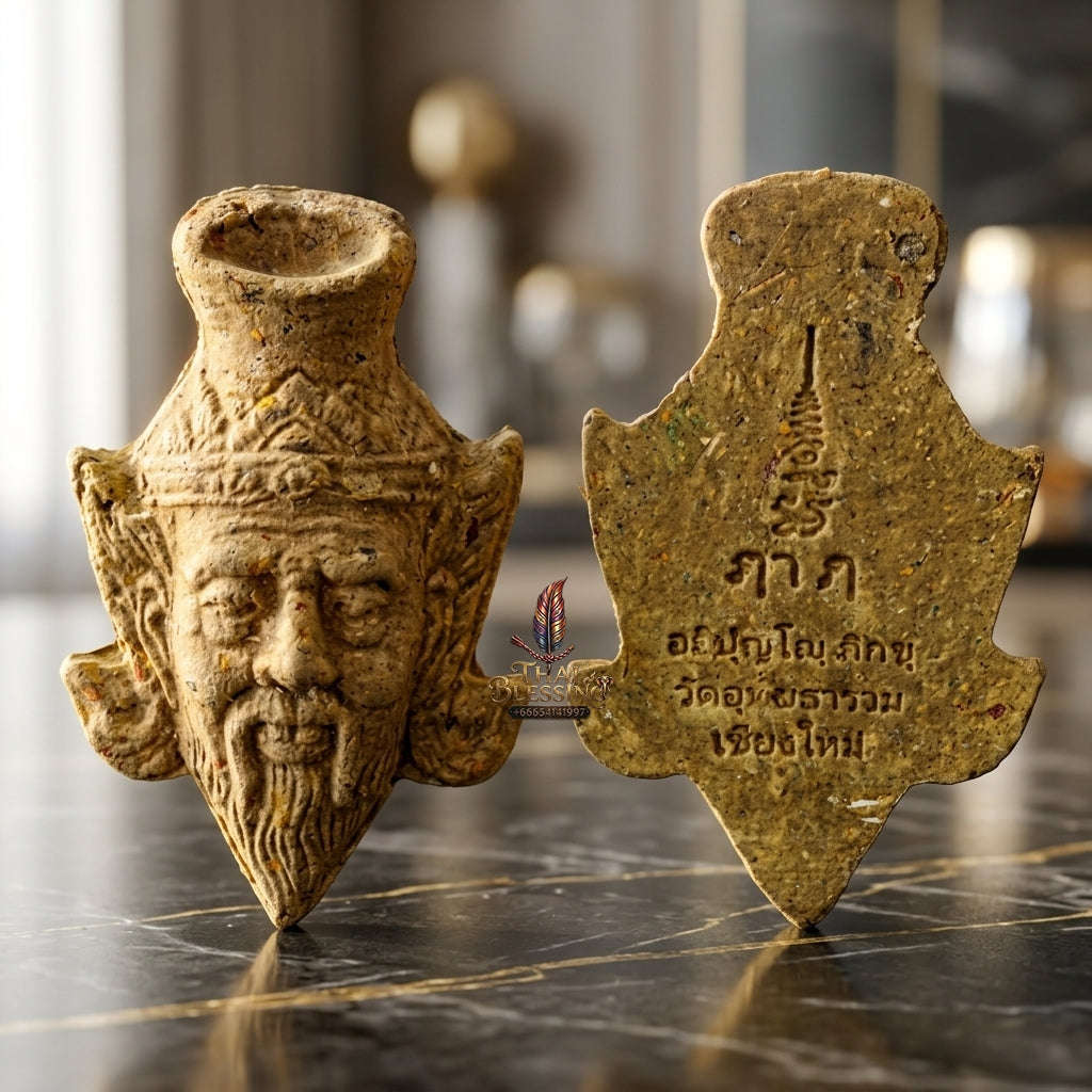 ✨ Sacred Ruesi Hermit Master Head "Sap Paisan" Mixed Muan Sarn Edition 2026 - Ultimate Master-Grade Holy Powder Talisman for Divine Wisdom, Extreme Wealth & Magnetic Charisma