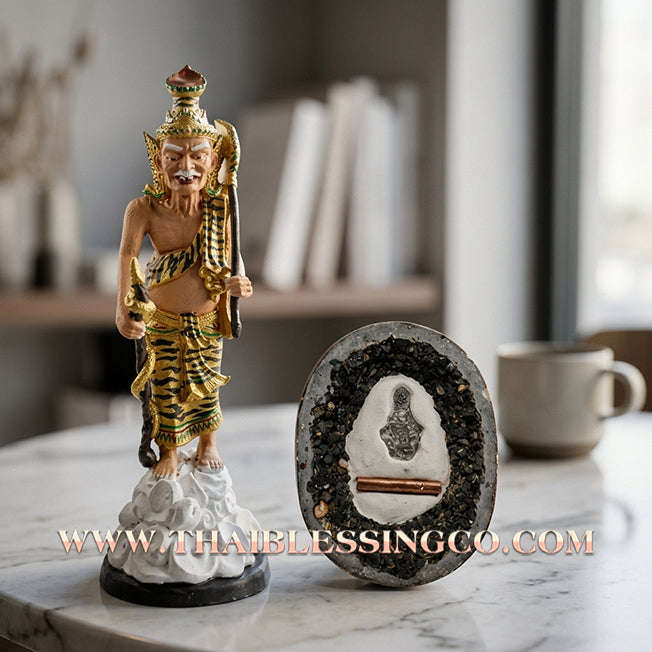 🧘‍♂️ Sacred "Rusi Dern Dong" (The Forest Wandering Sage) – Hand-Painted Mineral Resin Altar Edition: Luang Pho Khlaeo, Wat Ruang Wet Mongkhon (2014) – The Supernatural Engine for Career Progression, Wealth Discovery, and Absolute Sovereign Authority!