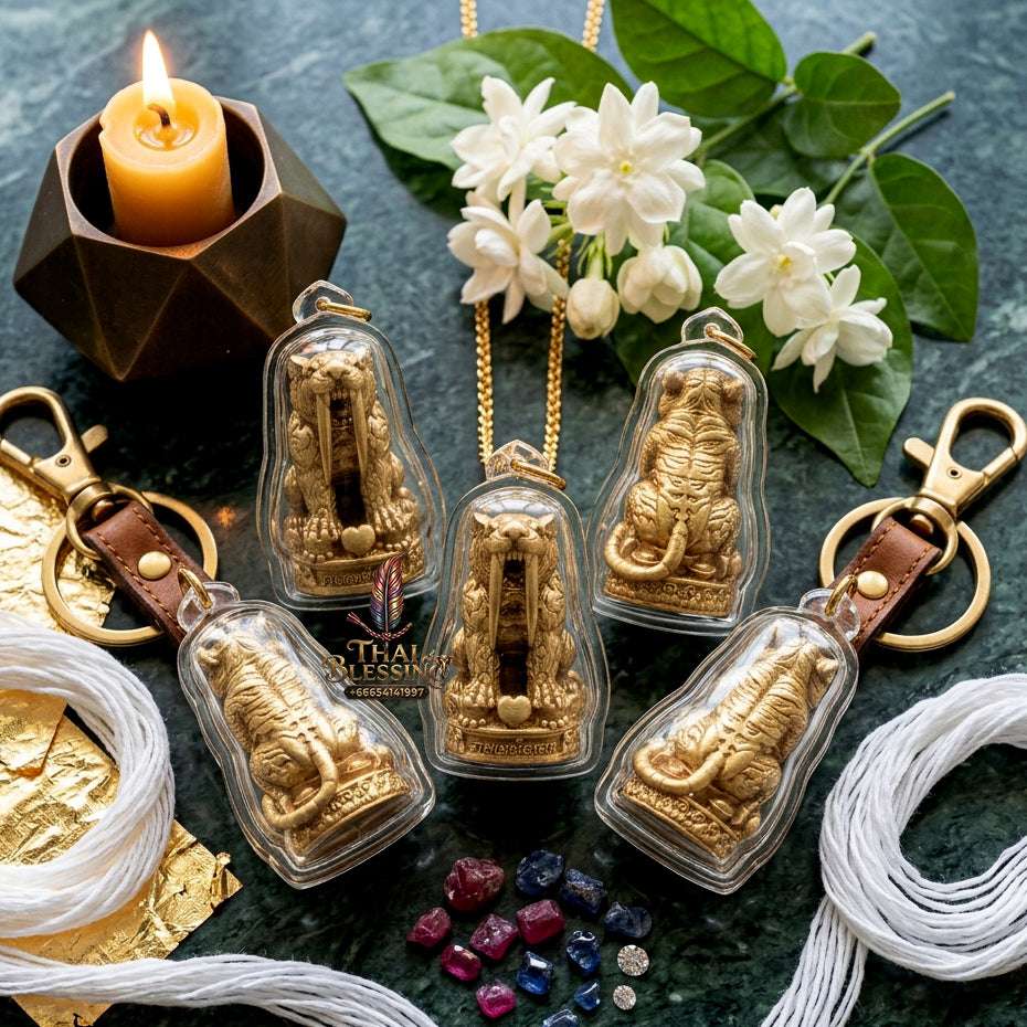 ✨ Sacred "Sabertooth Tiger" (Suea Khiao Dap) Amulet: Satin-Plated Bronze – Consecrated by Luang Pu Yen, Wat Kaeng Sadao (2026)