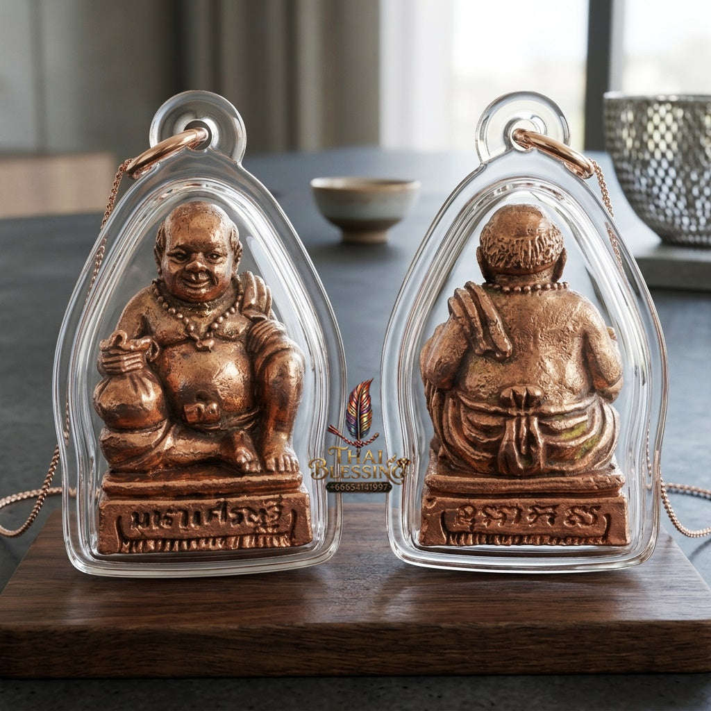 ✨ Sacred Samrit Bronze Khun Chang Millionaire Wealth & Abundance Amulet by LP Sompong (B.E. 2551) Thai Blessing Co By RURUECHA