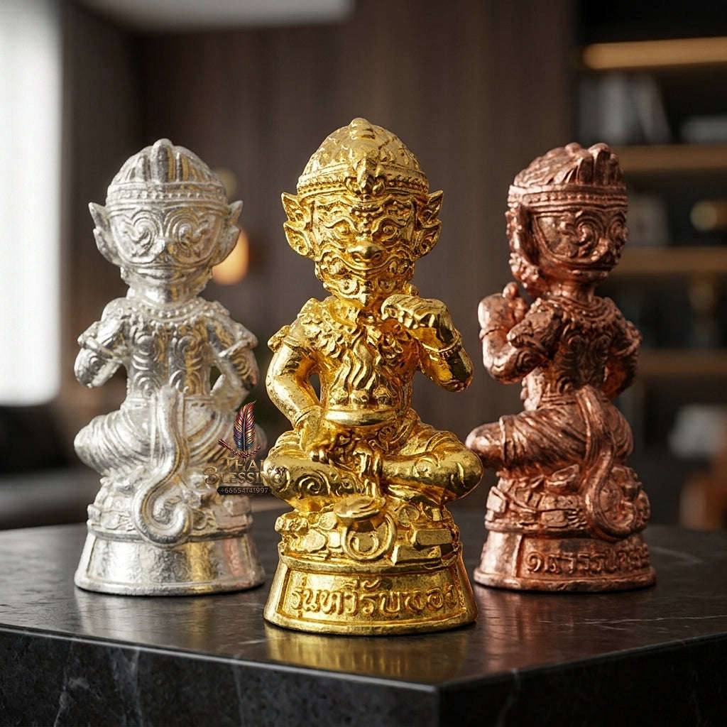 ✨ Sacred Si Hu Ha Ta Kathin President Set (Small Mold, 3 Pieces) "Sap Mongkol" Edition 2025 - Authentic Lanna Bronze Talisman Set for Ultimate Wealth & Divine Fortune Thai Blessing Co By RURUECHA