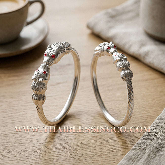✨🕉️ Sacred Silver-Plated Bronze "Nine-Tailed Fox Millionaire" Bracelet: Master Achan Subin Na Na Thong (2016 Exclusive Edition) – The Ultimate Celestial Enchantment Talisman for Billionaire Wealth, Irresistible Charisma, and Social Dominance