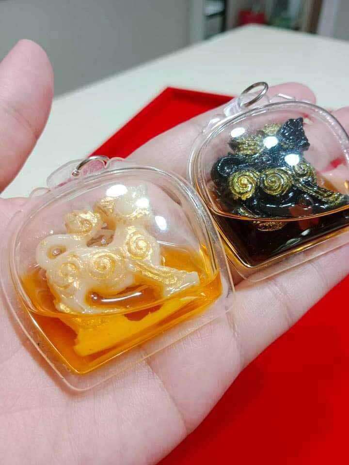 Sacred Singh Pendant – Luang Pu Mian Kalyano Carved Herb Oil Pendant "Wealth Blessing" Edition, 1.7"x 2"