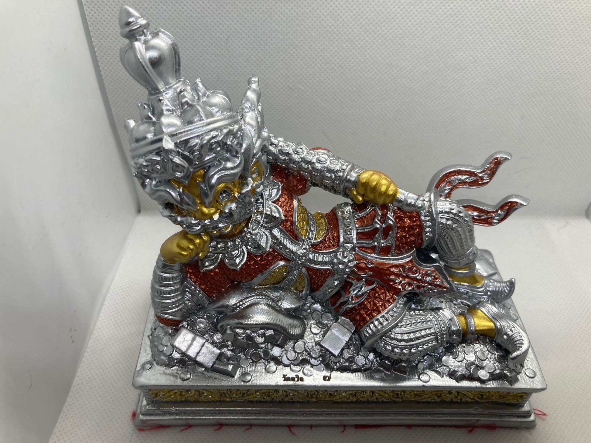 Limited edition sacred Thai guardian statue in silver and gold, perfect for home decoration or spiritual protection
