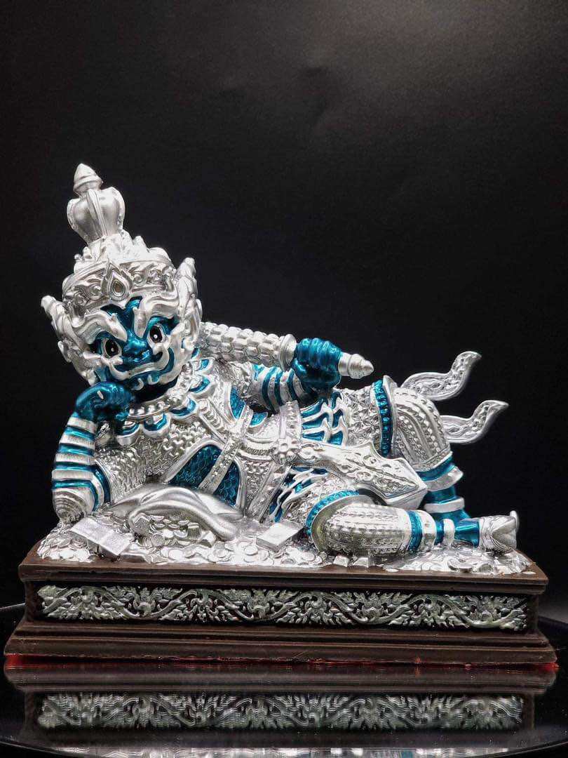 Limited edition sacred Thai guardian statue featuring intricate details and vibrant colors on a decorative base