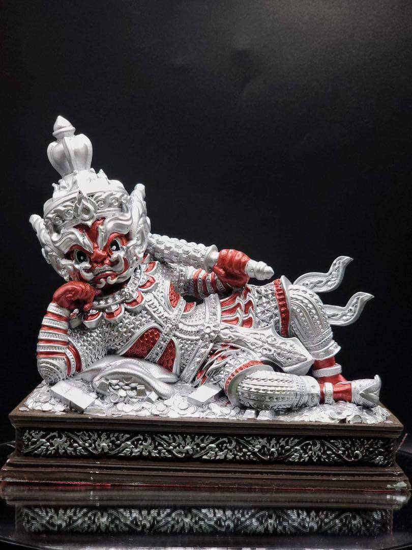 Limited edition sacred Thai guardian statue in vibrant colors, showcasing intricate details and craftsmanship