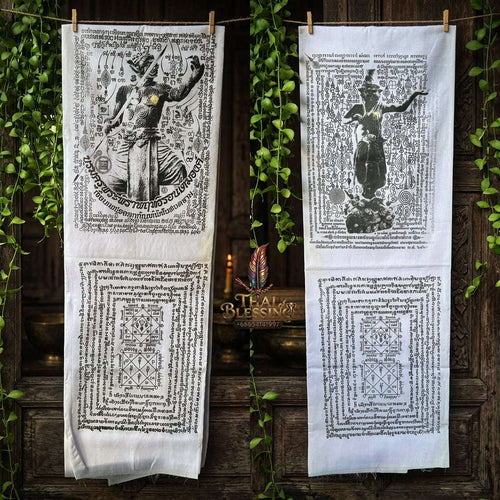 Sacred Thai Khao Or Grand Master Yantra Sash "Phra Phetchalukan & Phra Pirab Edition" (2.5m Triple-Fold Ceremonial Cloth Infused with 227 Holy Herb Inks) Limited 18 Pieces Worldwide Thai Blessing Co By RURUECHA