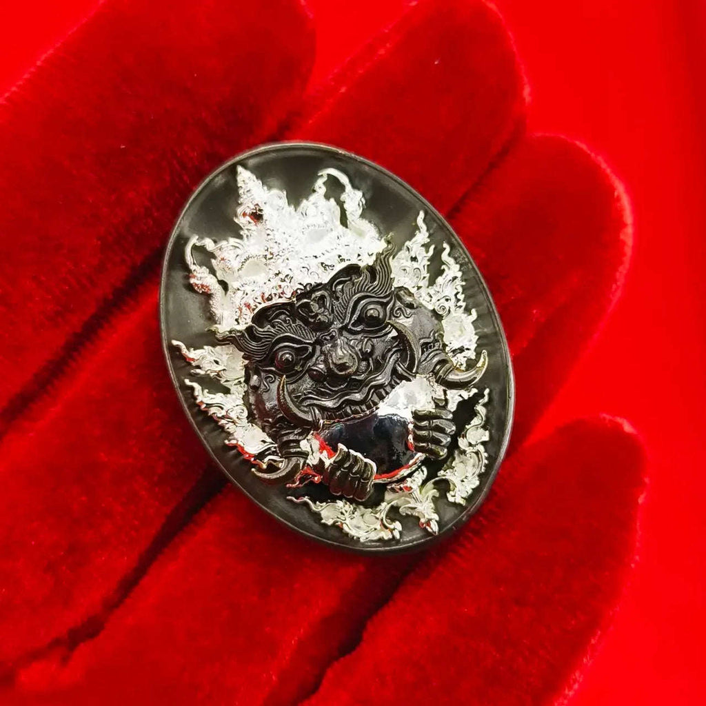 Sacred Thai Rahu Amulet Coin for Prosperity - Success Edition by Luang Pu Rit, 4 x 3 cm