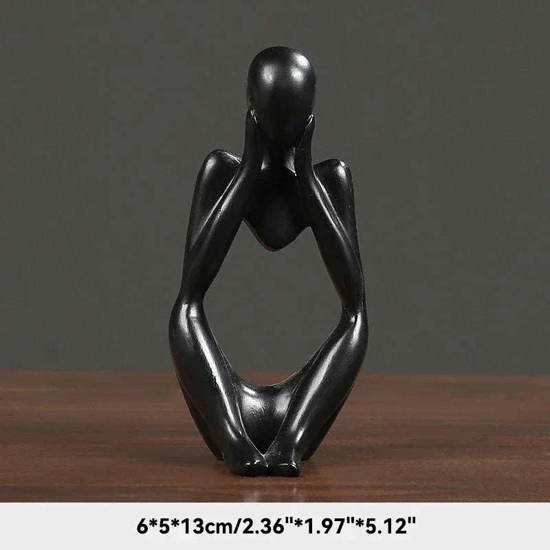🧘‍♂️ Sand Color The Thinker Abstract Statue – Nordic Style Yoga Figurine for Living Room & Desk Decoration | Maison Home Décor | Free Shipping Black 3