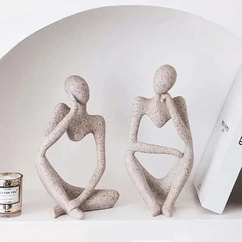 🧘‍♂️ Sand Color The Thinker Abstract Statue – Nordic Style Yoga Figurine for Living Room & Desk Decoration | Maison Home Décor | Free Shipping
