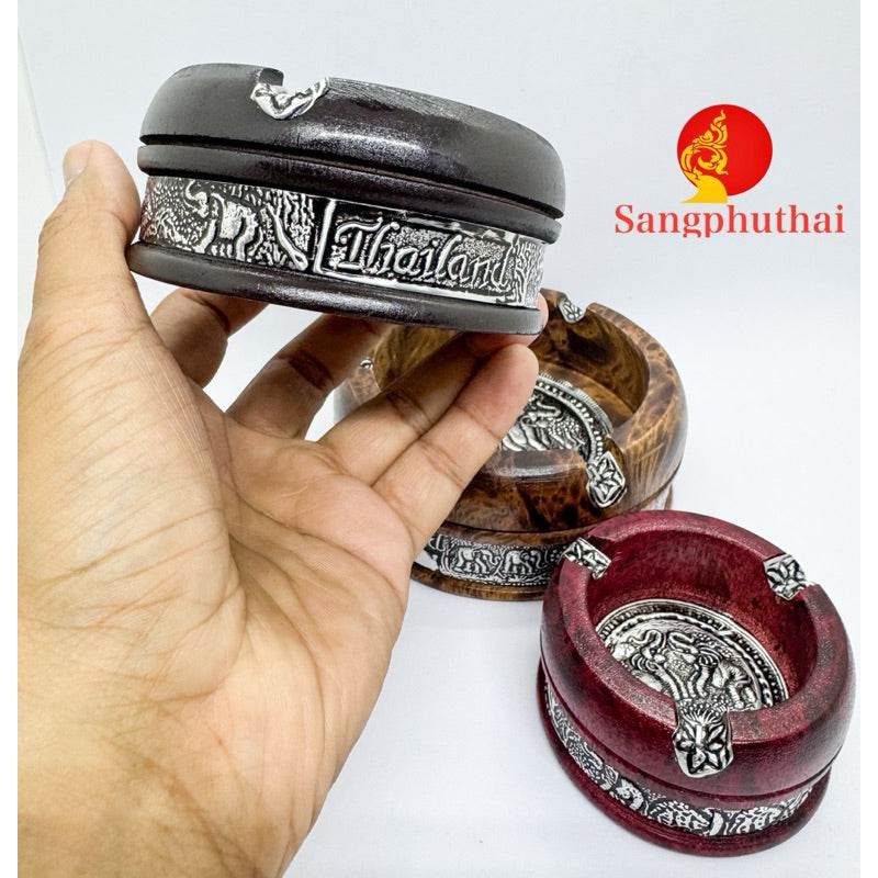 Handcrafted Mango Wood Ashtray Featuring Elephant Design