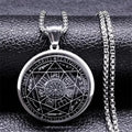 ✨ Seal of Seven Archangels Medal Necklace – Stainless Steel & Glass | Seal of Solomon Talisman | Powerful Protection Amulet | Gothic Unisex Jewelry A 50cm BOX SR