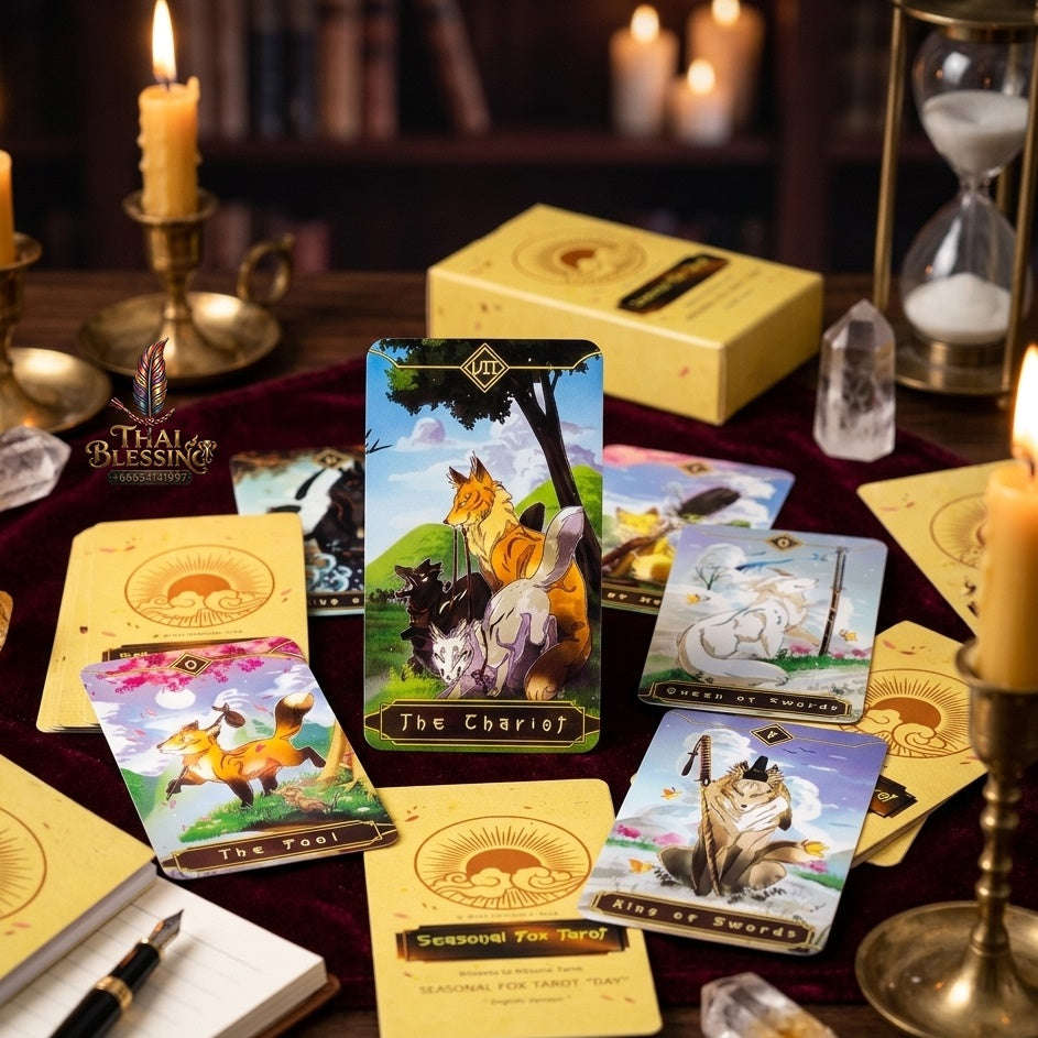✨ Seasonal Fox Tarot Cards: Family Gathering Card Game Mysterious Divination Oracle Board Playing Table Games For Beginners Thai Blessing Co By RURUECHA