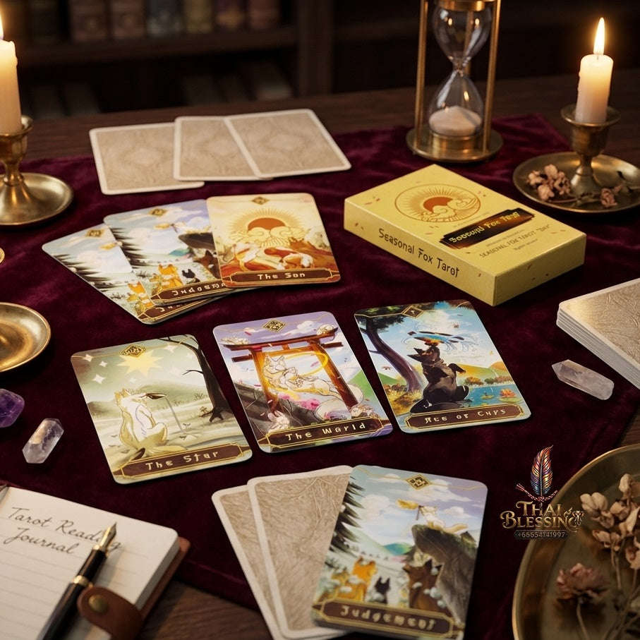 ✨ Seasonal Fox Tarot Cards: Family Gathering Card Game Mysterious Divination Oracle Board Playing Table Games For Beginners Thai Blessing Co By RURUECHA
