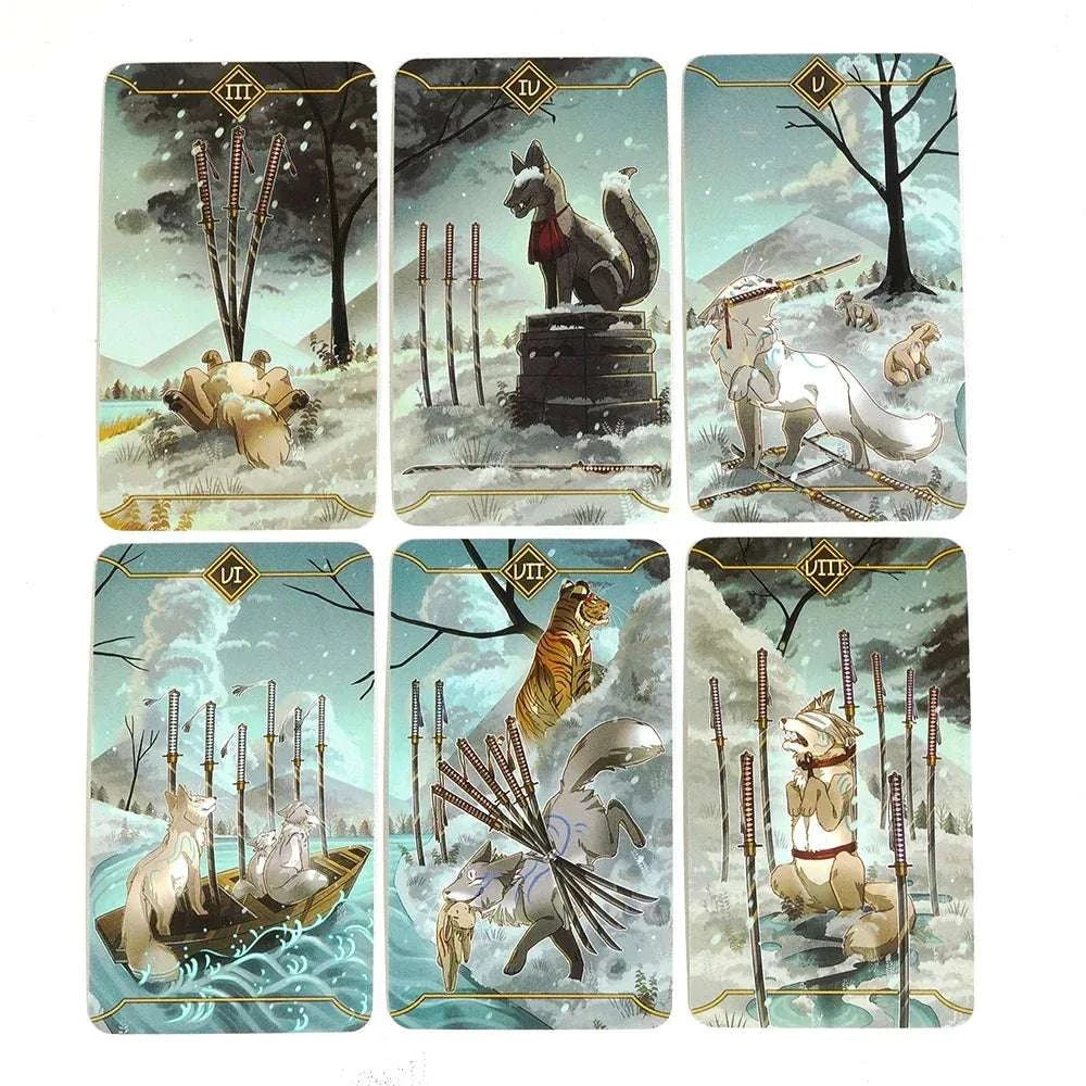 🦊 Seasonal Fox Tarot Deck – 78 Cards English Version | Kitseysu to Kitsune | Beginners' Friendly | Beautiful Gift Edition