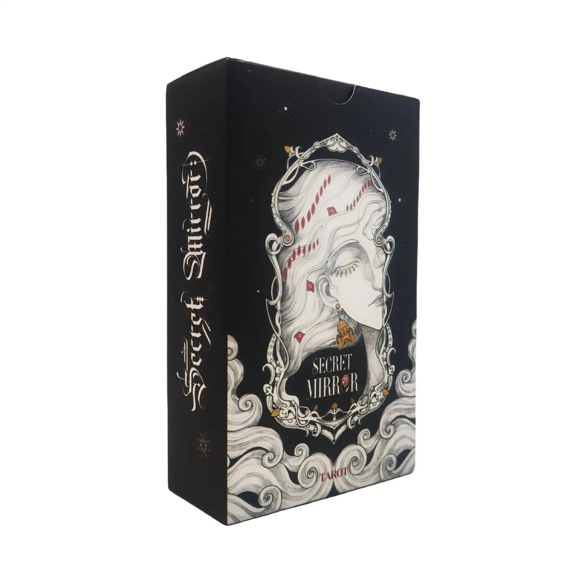 🔮 Secret Mirror Tarot – Feminine Art Tarot Deck with Rich Symbolism & Monochrome Design, English Guidebook, 12x7cm