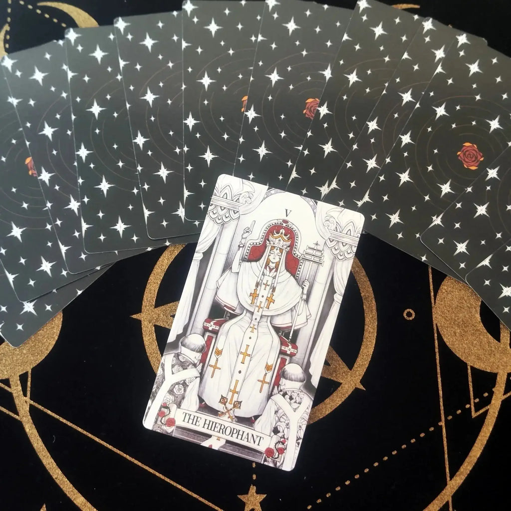 🔮 Secret Mirror Tarot – Feminine Art Tarot Deck with Rich Symbolism & Monochrome Design, English Guidebook, 12x7cm