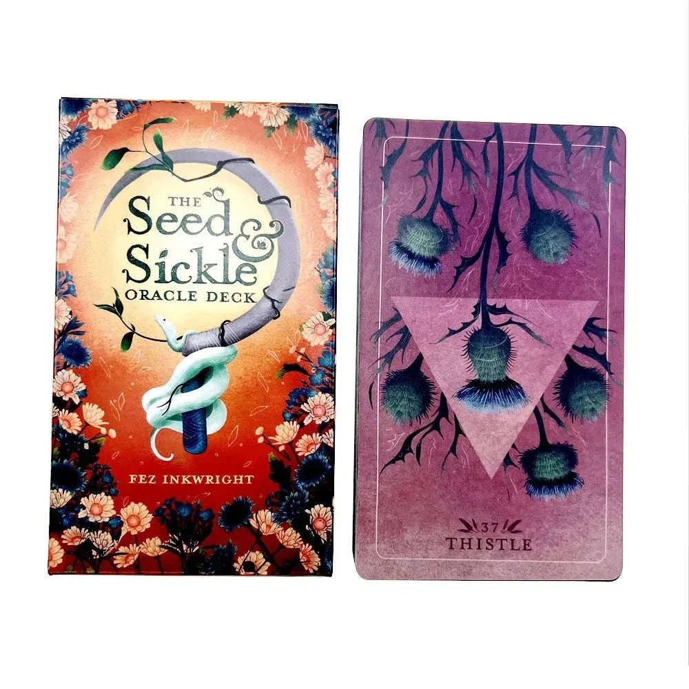 🌿 Seed & Sickle Oracle Deck – 55 Cards | Botanical Oracle Deck Featuring Seasonal Cycles | Dual Guidebooks | High-Quality Matte Finish | For Divination, Meditation, and Family Fun