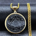 ✨ Seven Angels Medal Stainless Steel Glass Necklace – Divine Protection Talisman | Solomon & Saint Michael Pendant | Couple Party Jewelry Gifts Gold