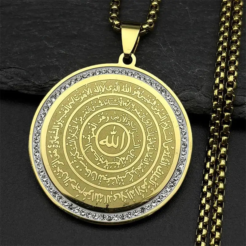 ✨ Seven Archangels Medal Angel Necklace – Stainless Steel | Seal of Solomon Protection Pendant | Unisex Spiritual Jewelry B 60cm BOX GD
