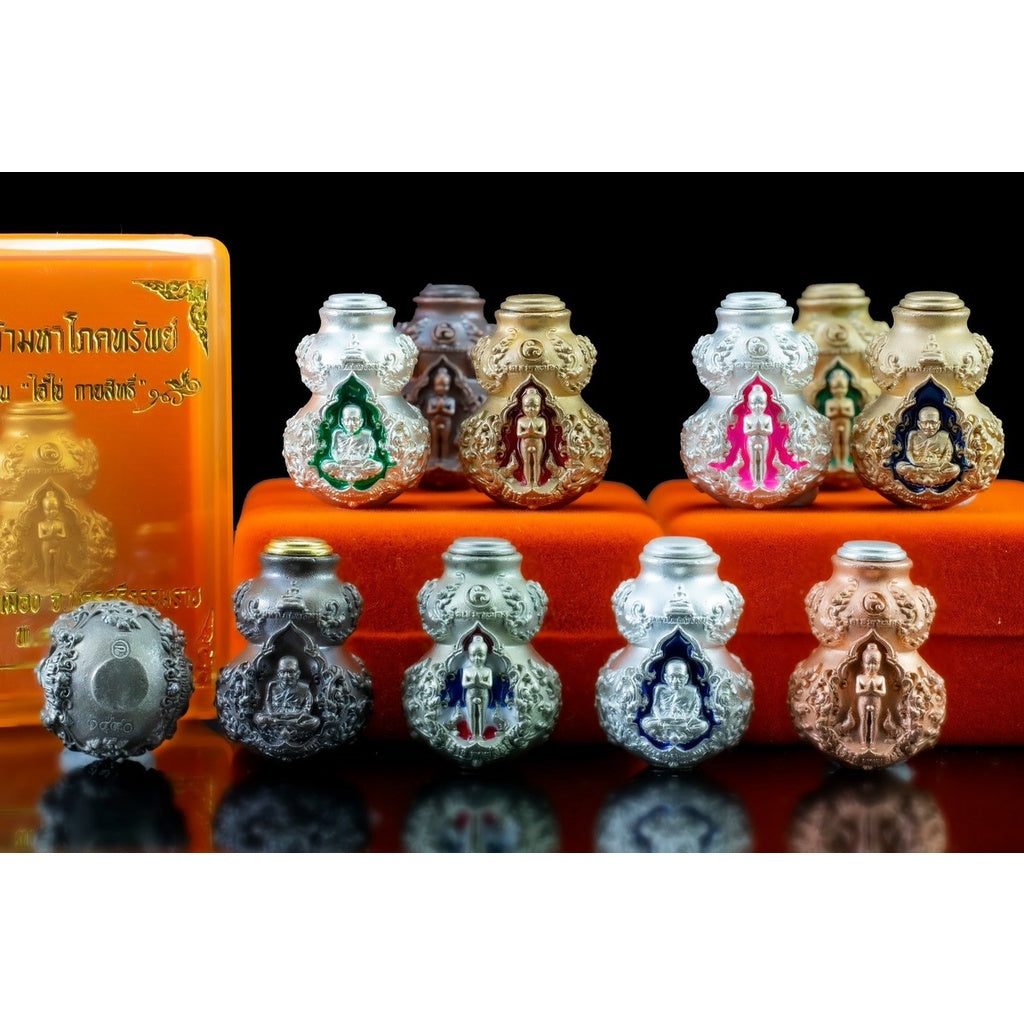 🎃 “Bronze Prosperity Gourd of Blessings” – Sacred Sandblasted Wealth Gourd Amulet featuring Luang Pu Thuad & Thai Child Guardian from Sema Muang Temple (Nakhon Si Thammarat)