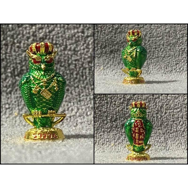 Hoot of Wealth Owl Amulet for Prosperity & Fortune | Consecrated by Luangpu Maen Phuriyanano, Khao Chan Temple, Phetchabun Green enamel