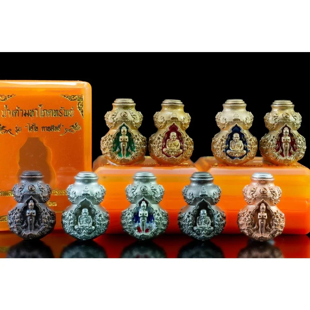 🎃 Nam Tao Maha Pokasap (Wealth Gourd) "Ai Kai Kayasit" Edition: LP Thuad & Ai Kai – Wat Sema Mueang – Bronze Red Enamel – Wealth & Wish Granting