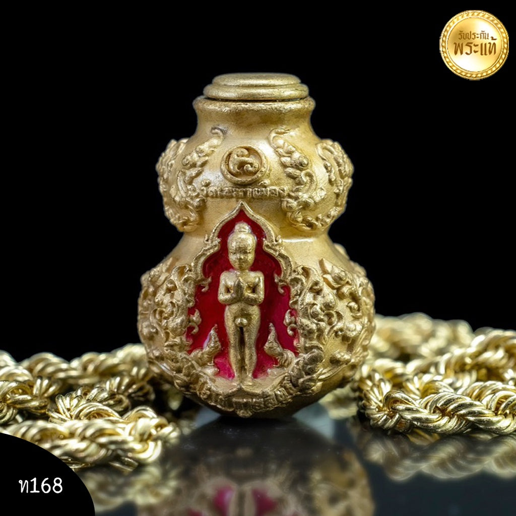 🎀 “Pink Wealth Gourd of Miracles” – Sacred Bronze Money Gourd Amulet featuring Luang Pu Thuad & Legendary Child Spirit from Sema Muang Temple (Nakhon Si Thammarat)