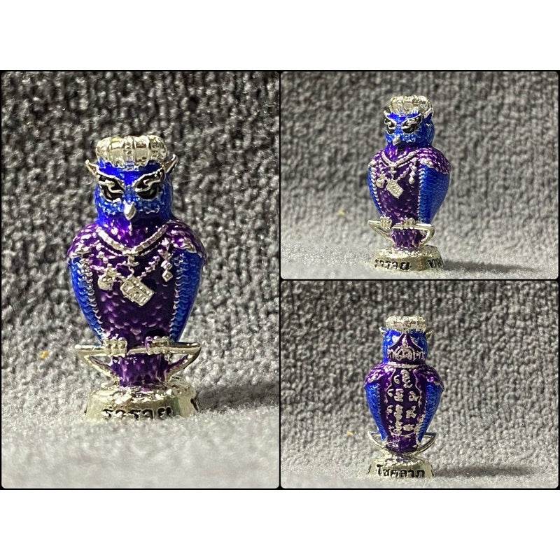 Hoot of Wealth Owl Amulet – Huged Bird Symbol for Prosperity &amp; Fortune | Consecrated by Luangpu Maen Phuriyanano, Khao Chan Temple, Phetchabun 招财猫头鹰符 – 象征财富与好运的神鸟护身符 | 由玛恩长老于碧差汶府考禅寺加持 - Thai Blessing Co