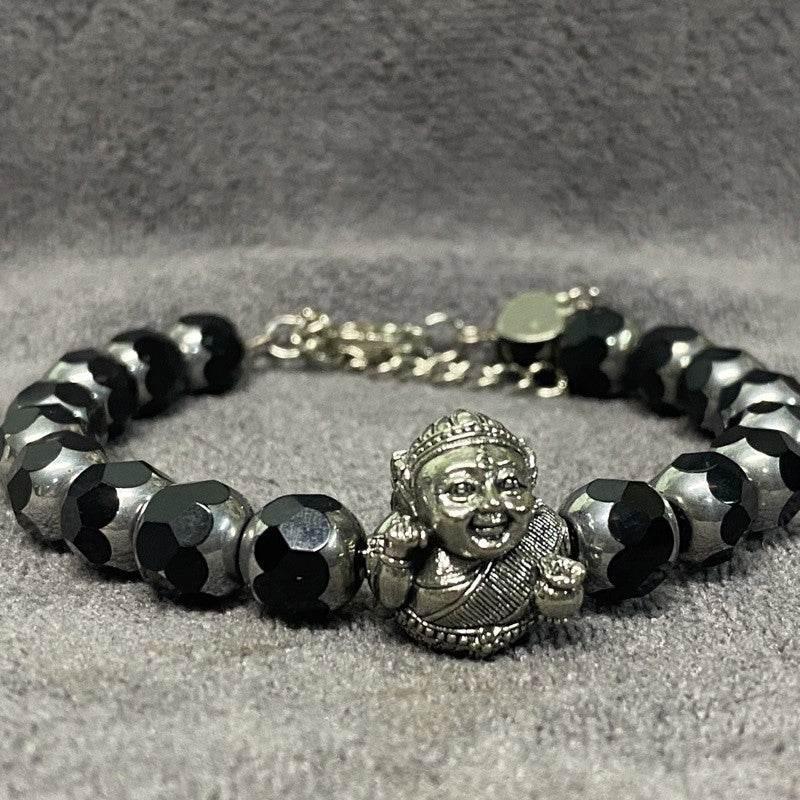Thai Prosperity Bracelet for Business Success – White Gold Nang Kwak Charm Bracelet ดำ เงิน