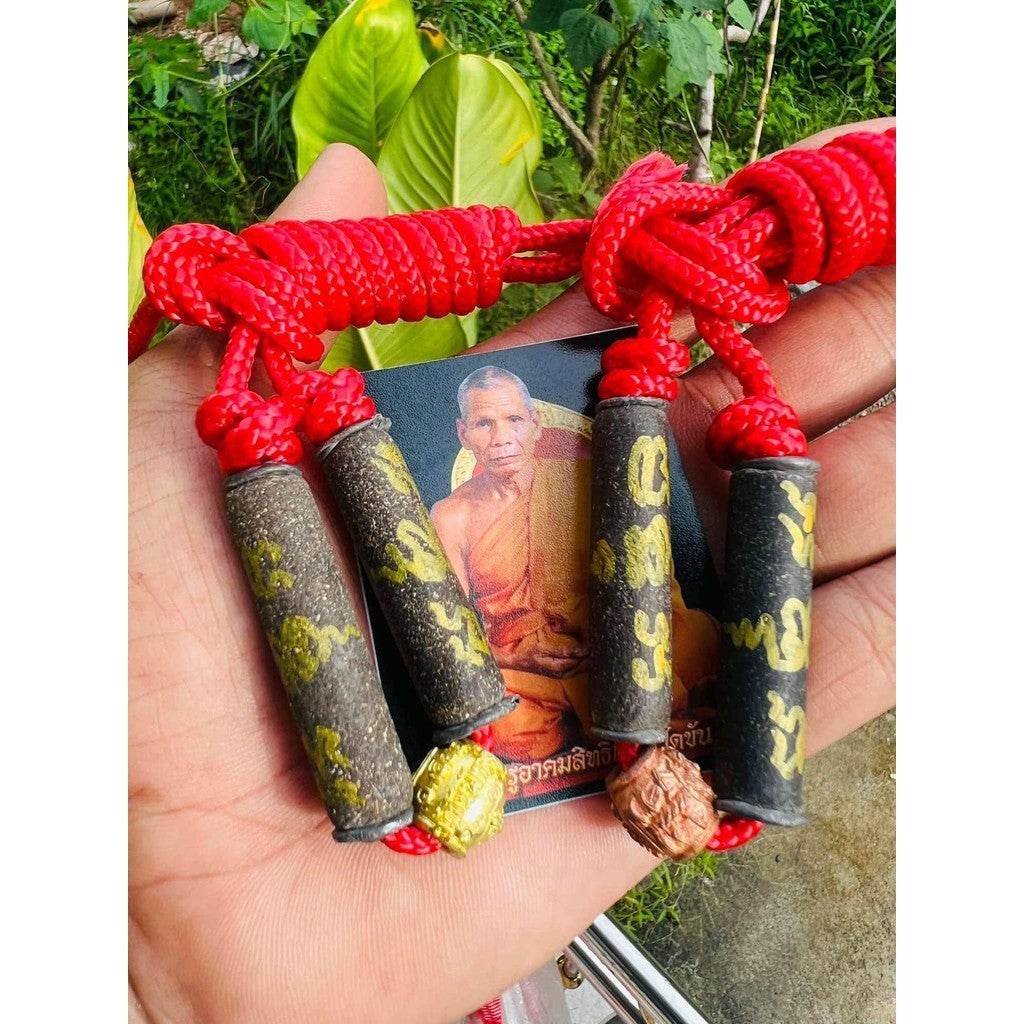 Double Takrud Waistbelt by Phor Than Ead – Spiritual Protection from Dark Arts &amp; Misfortune 依艾长老双管腰带结缘绳 – 防护邪气与黑法的护身符 - Thai Blessing Co