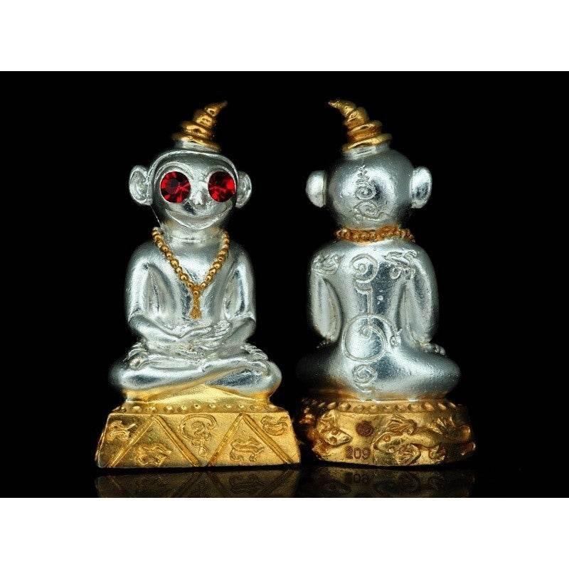Phaya Ngang Amulet - Authentic Thai Love, Luck & Protection Charm by Master Kruba Dech 2k plated (silver gold)