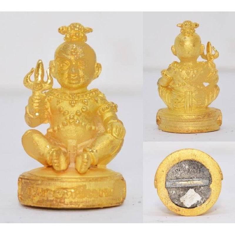 Kuman Thong LP Nenkaw 9 Forms - Wealth, Love & Popularity Magnet from Wat Ban Kaset Gold plated trident