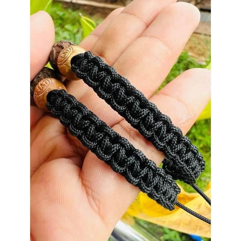 Ghost Amulet Bracelet – Maha Bhuti Yantra Scroll with Adjustable Wax Rope Cord by Phor Than Jarun, Wat Khao Muang Kao