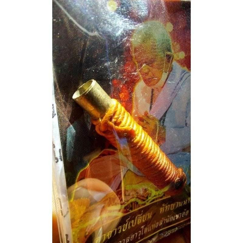 Golden Face Takrut – Master Plian Khao O's Silver-Blessed Amulet of Love &amp; Wealth - Thai Blessing Co