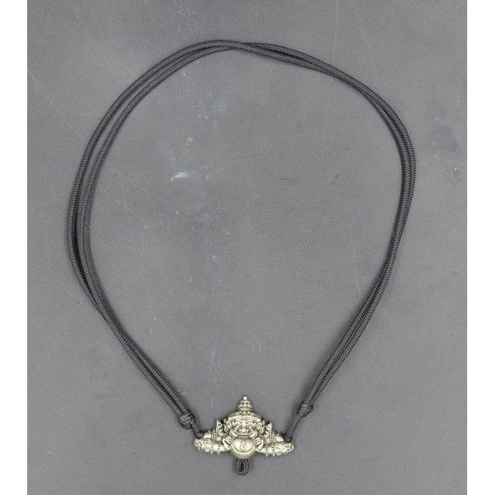 Rahu Power Necklace - Authentic Amulet for Wealth & Luck by Ajarn Plian, Khao Or Master Satin White Gold Rahu