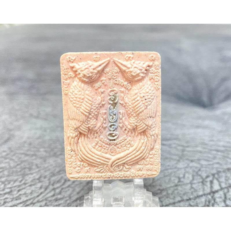 Thep Sarika Sitthichok Charm - Phor Than Nuan, Wat Saihra | Ultimate Attraction, Prosperity & Charm Amulet Pink with embedded amulet