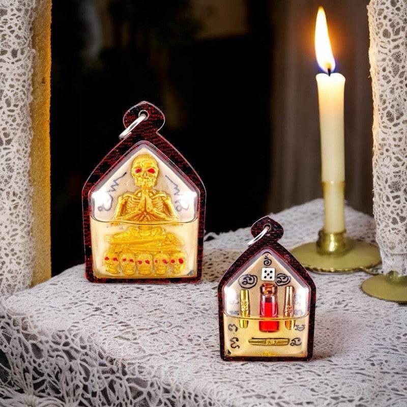 Por Phrai Thong Amulet for Wealth and Gambling Luck from Wat Khok Samran, Phetchabun Powder covered with oil