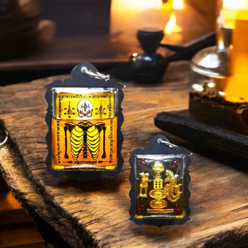 Por Phrai Thong Amulet for Wealth and Gambling Luck from Wat Khok Samran, Phetchabun Oil-encased locket